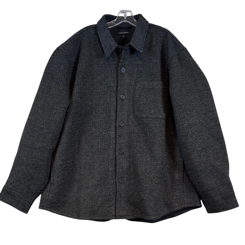 Banana Republic Mens XL Charcoal Gray Twill Button Front Shirt Jacket Shacket